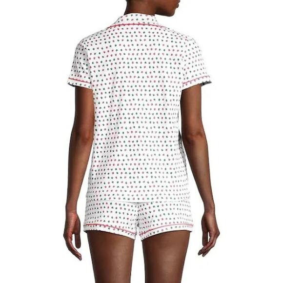 Roller Rabbit Womens White Green Pink Starry Night Polo Pajamas Medium - Picture 2 of 11